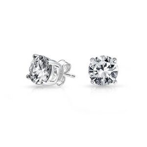 Renaissance Collection 14k White Gold Round CZ Studs {Lab Created Diamond)